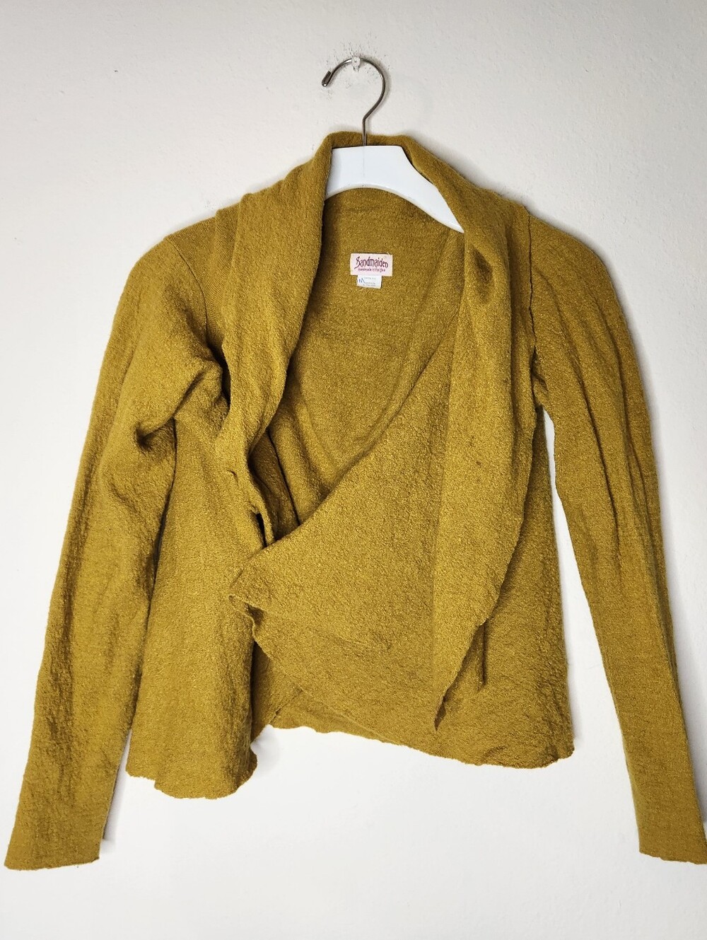 Handmade Bandmaiden Womens Mustard Draped Cardigan